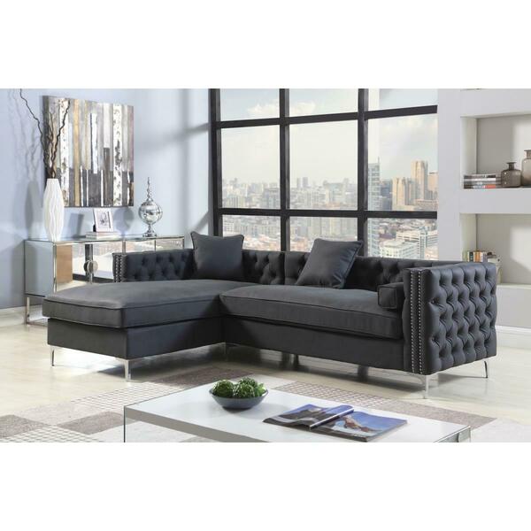 Chic Home Monet Left Hand Facing Sectional Sofa L Shape - Black FSA2904-US